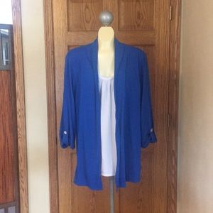 NY Collection Two In One Blue & White Blouse